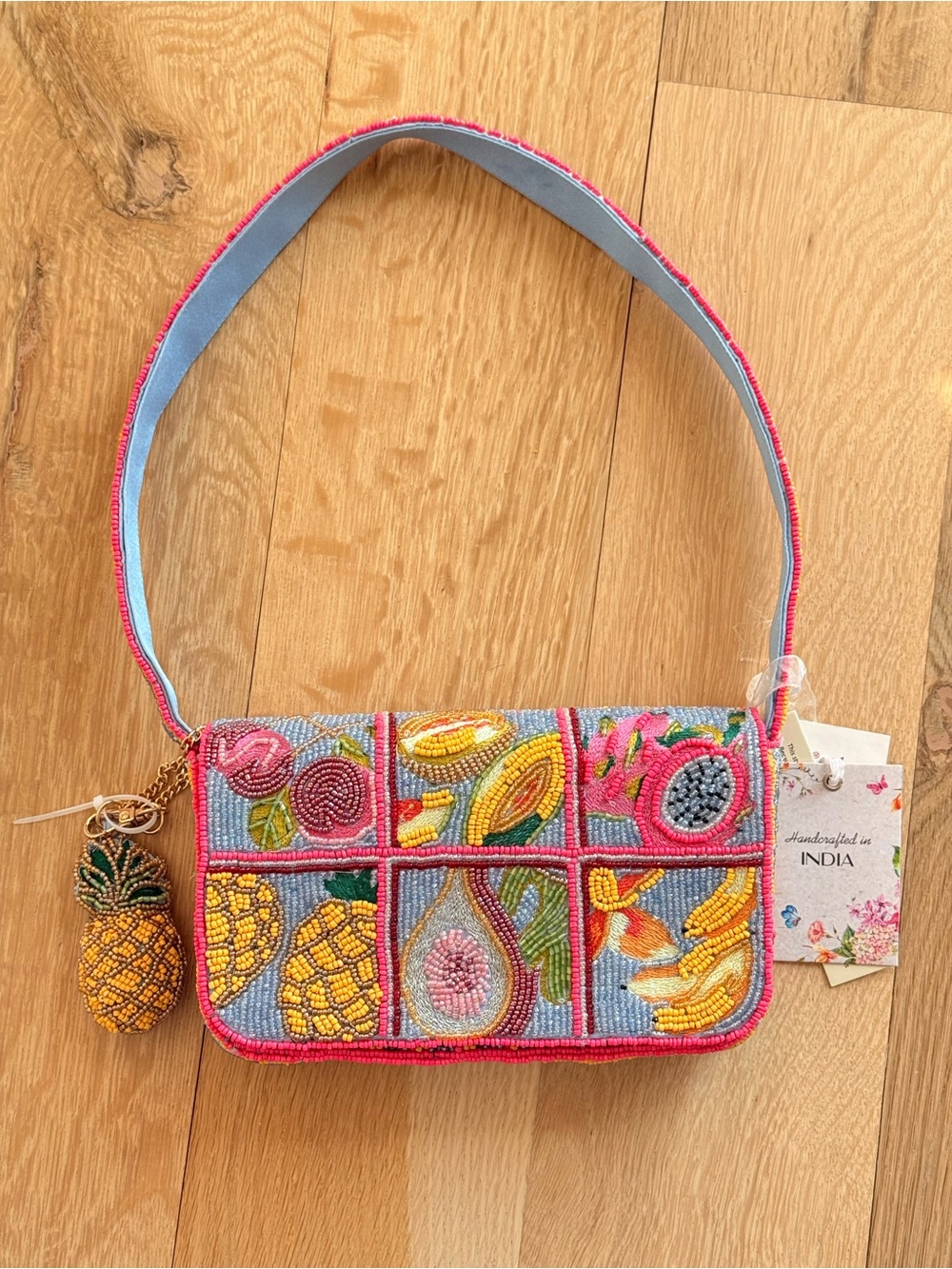 🍍NWT TikTok Viral Beaded Bag Tropical Fruits | Made In India